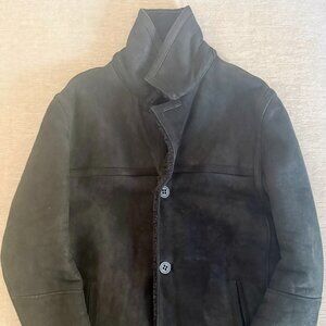 Andrew Marc Mens Black Shearling Fur Coat